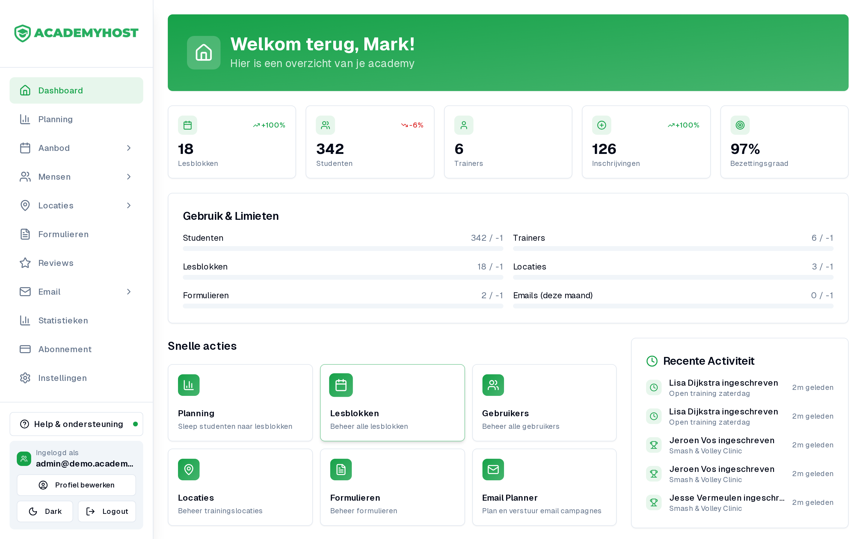 AcademyHost dashboard